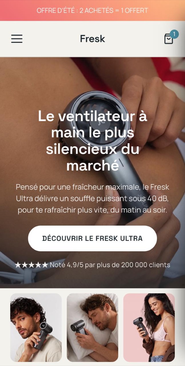 Boutique Shopify Fresk — Ventilateur portable, générée par l'app